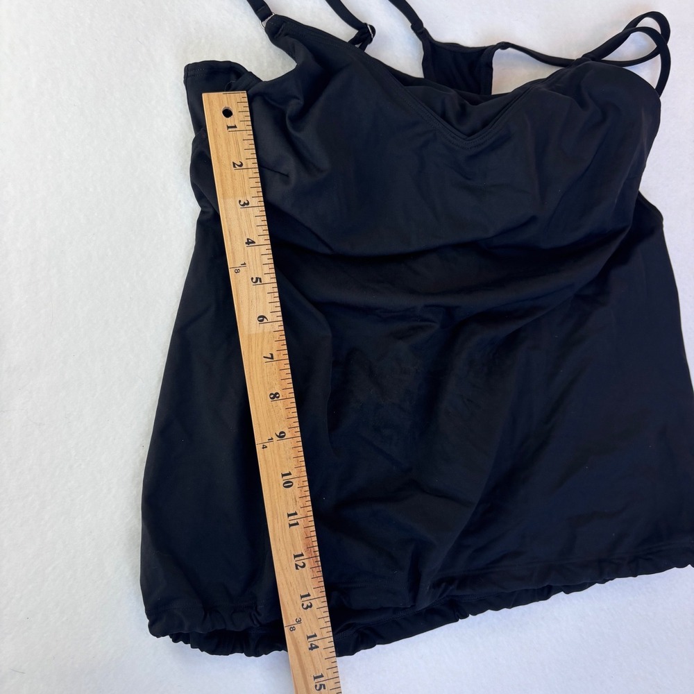 Athleta Black Blouson Tankini Swim Top Underwire Bra 34D/DD Adjustable Straps - Picture 3 of 7
